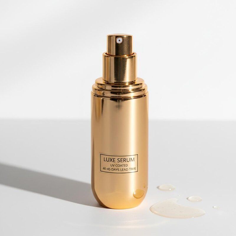 Gold Cosmetic Airless Bottle with UV Coating Printing for Enhanced Durability and 40-45 Days Lead Time